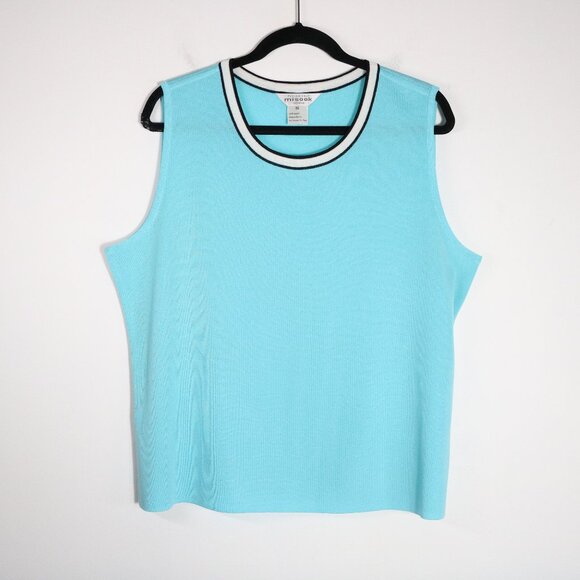 Exclusively Misook Womens Tank Top Blouse 2X Blue Knit Work Office Classic - Picture 1 of 4